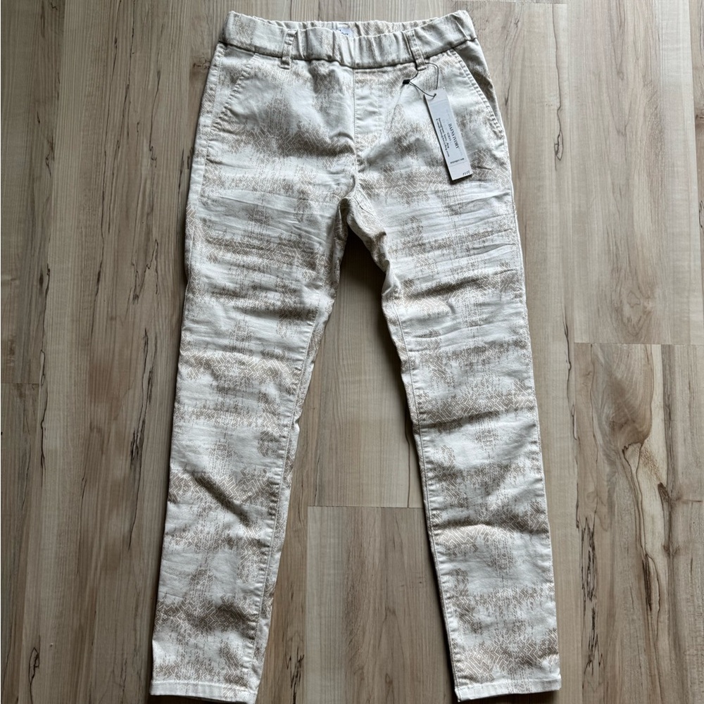 BEVY FLOG Cream and Brown Straight Leg Pants